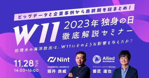 【無料WEBセミナー】アライドアーキテクツ×Nint「2023年独身の日（W11）徹底解説セミナー」を11月28日（火）に開催