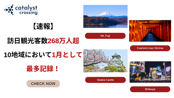 【速報】訪日観光客数268万人超え、10地域において1月として最多記録！